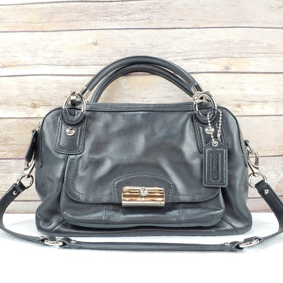 Coach Black Leather Satchel Bag - Picture 1 of 8